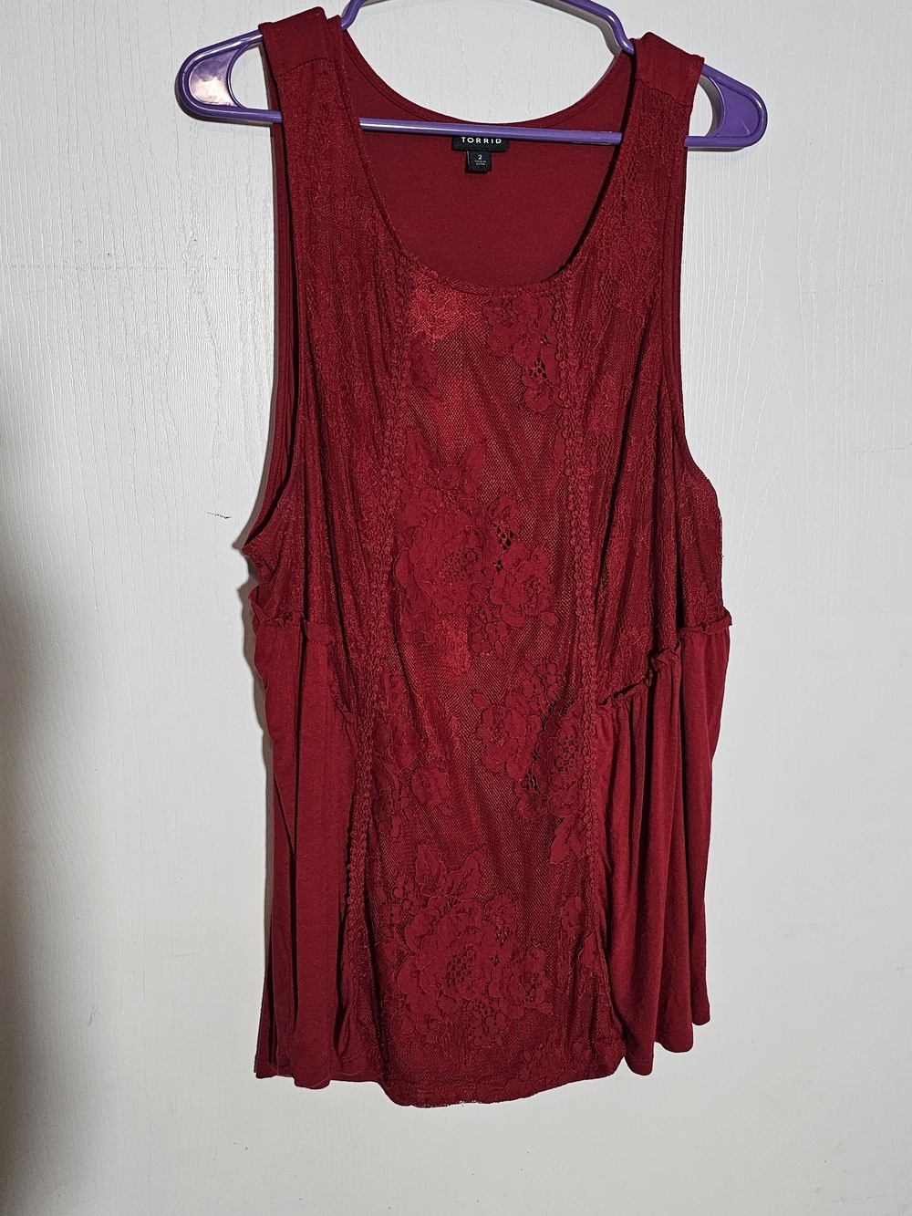 Torrid Women's Lace-Front Sleeveless Tank Top Size 2